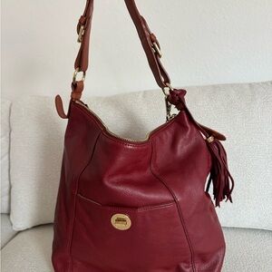 Isaac Mizrahi Red Leather Hobo Bag